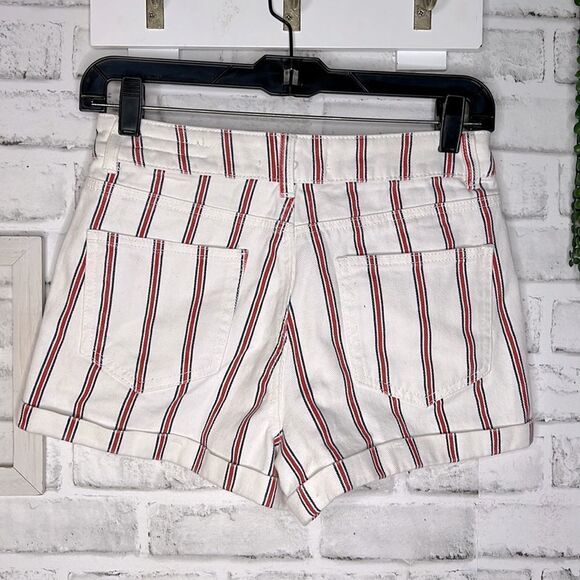 PACSUN Striped Mom Short High Waist Jean Shorts Beach Surf Size 25 - Picture 2 of 8